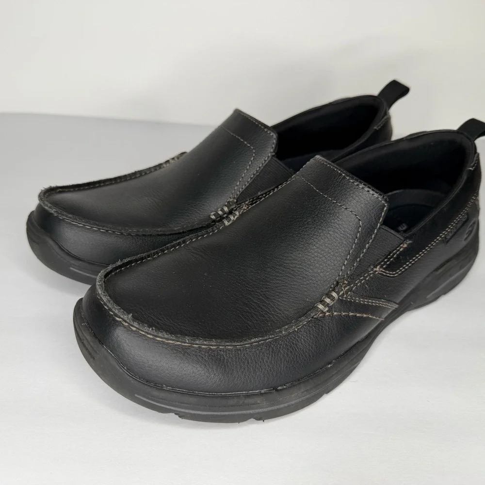Skechers Shoes Mens 8.5 Black Relaxed Fit Harper Forde Loafer Leather